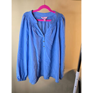 Women's Lilly Pulitzer Blue Silk Blouse XS
